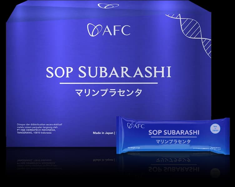 Kemasan kotak dan sachet SOP Subarashi AFC